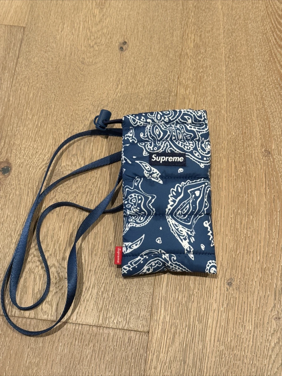 Supreme Puffer Neck Pouch Bag Blue Paisley FW22 Supreme New York  
