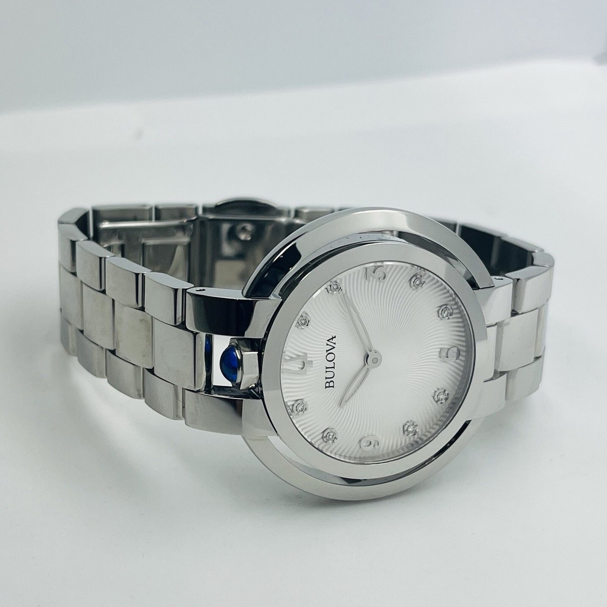 Bulova Rubaiyat Diamond Men Silver Steel Dial Sapphire 
