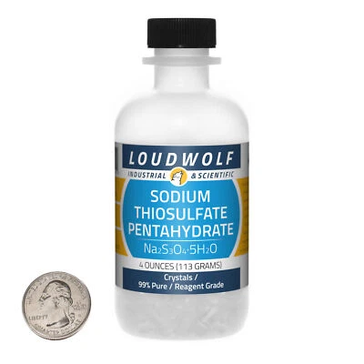 LOUDWOLF INDUSTRIAL & SCIENTIFIC Sodium Thiosulfate Pentahydrate / 4 Oz Bottle / 99% Reagent Grade / Crystals