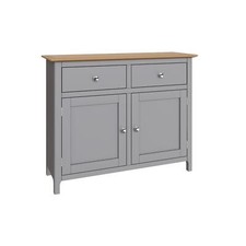 White Grey Blue Assembled Sideboard 2 Doors 2 Drawers Oak Veneer