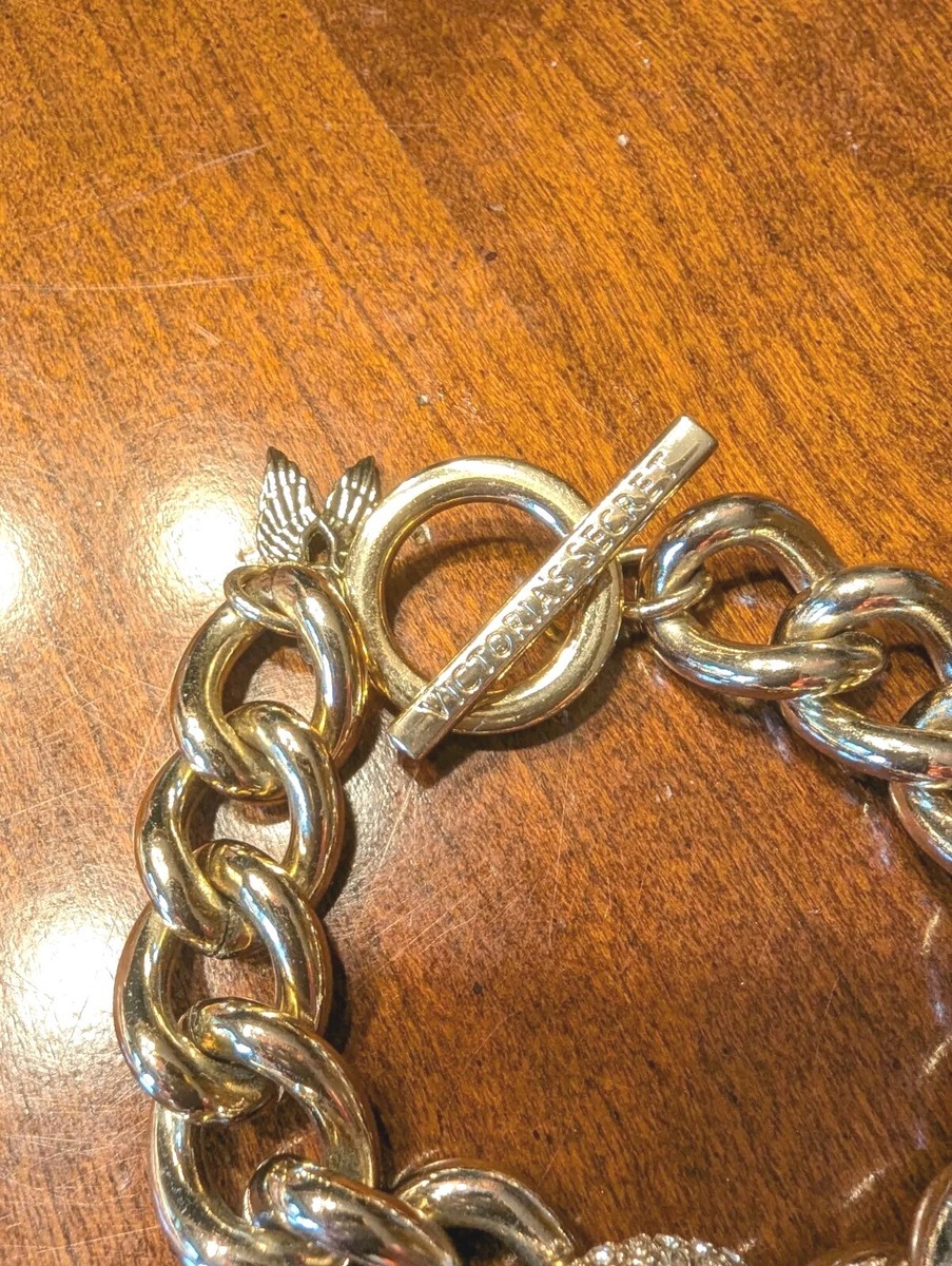 Victoria Secret Gold  Chain Link Toggle Bracelet with Crystal Accent Victoria main image 4