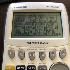 Casio FX-9750GII Graphing Calculator White & Blue Tested & Working