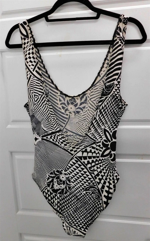 Traje de baño Versus Versace vintage negro blanco mod estampado de flores talla 12 Foto 2 de 3