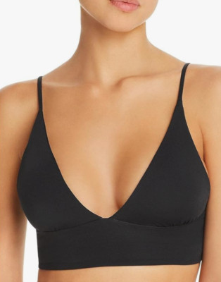 L*Space Bikini Olivia Top V-Neck Solid Black Size M 3892