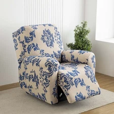 Printed Elastic Recliner Sofa Cover Side Pockets Home Decor Furniture Protection
