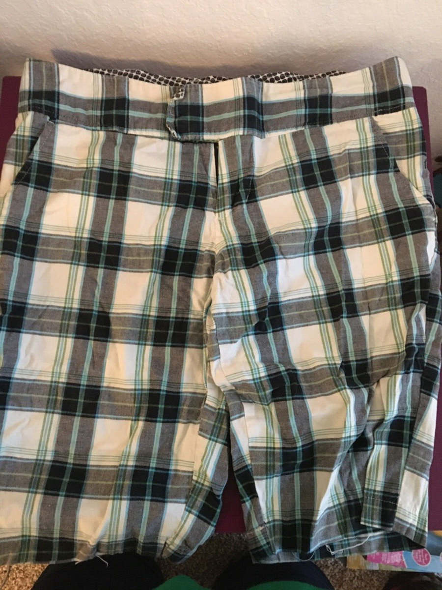 Roxy Plaid Bermuda Shorts Girls blue White Black Green shorts