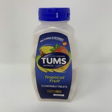 Tums Ultra  Antacid Chewable Tablets, Tropical Fruit, 1000 mg, Exp.1/26+