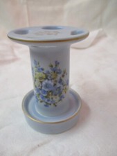Vintage Lefton Hand Painted Toothbrush Holder blue Flowers 270