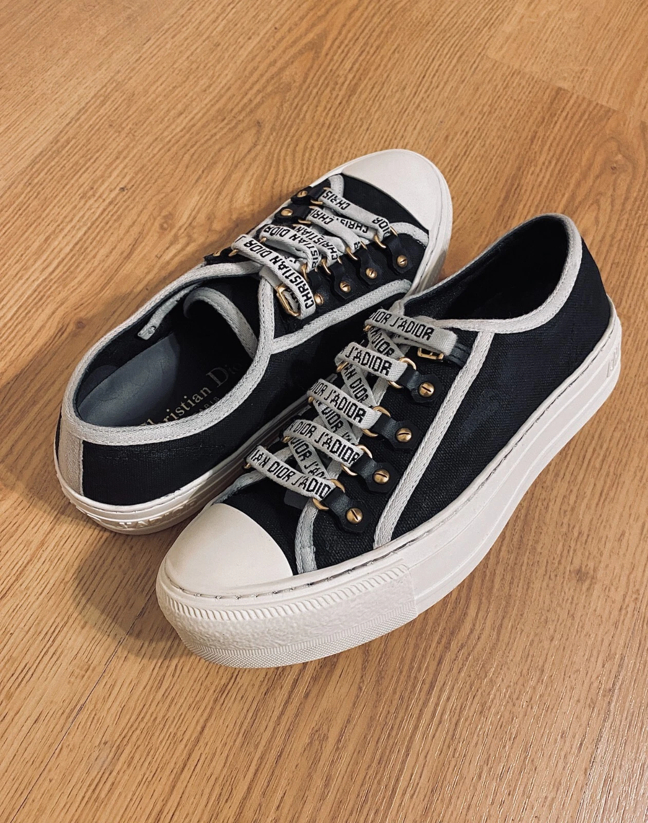 Authentique haut bas Dior Walk'N'Dior en toile noire taille EU 35,5, US taille 5