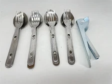 Set of 4 Camping Mess Kit Utensil Set Spoon Fork Knife With Pot Handle