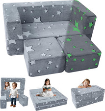 Modular Kids Play Couch Sofa   Glow in the Dark Star Design, Fold-Out Toddler Co