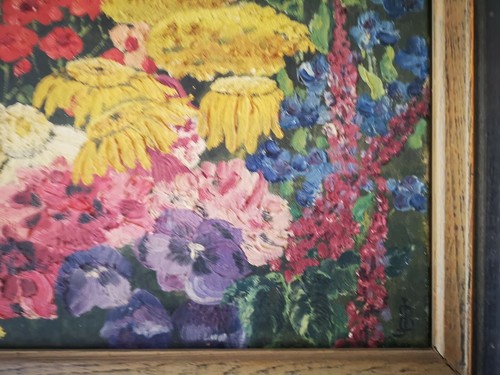 Lovely vibrant painting of a "Summer Flowers" signed (B.Jeakings) dated 1954 Art - Picture 9 of 12