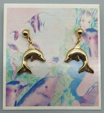 Brand New 14KT Gold Layered Dolphin Earrings Brass Lightshine Sea Gems