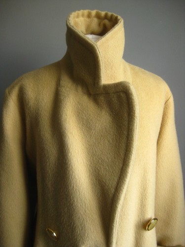 ANNALISA FERRO 100% WOOL COAT small 8 10 TRENCH long yellow BLOGGER mohair Italy - Picture 24 of 24