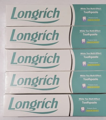 LONGRICH Toothpaste,WHITETEA,FLUORIDE FREE,DEEP CLEANING 5 Pack Family Size 200g