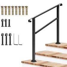 VIVOSUN 1-3 Steps Outdoor Wrought Iron Handrails Stair Railing 16.5" Adjust High