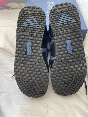 ARMANI JEANS TRAINERS BLACK AND BLUE - Picture 5 of 7