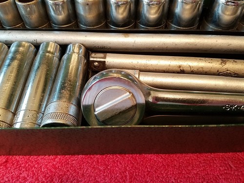 SK TOOLS SK WAYNE SK 1/2" DRIVE SAE SOCKET SET 27 PC 12 PT W/METAL BOX VTG USA - Bild 6 von 24