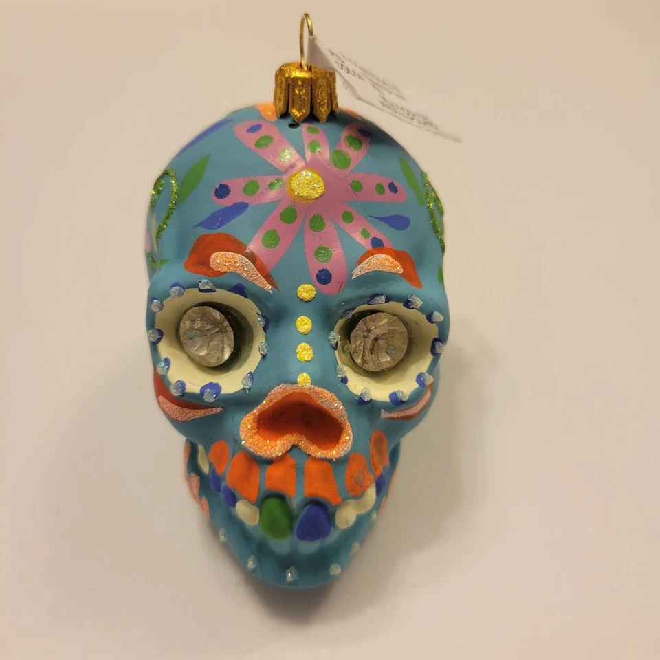 Lote de 25 enfeites coloridos de Natal de caveira de açúcar – decoração de árvore do dia dos mortos - Imagem 3 de 4