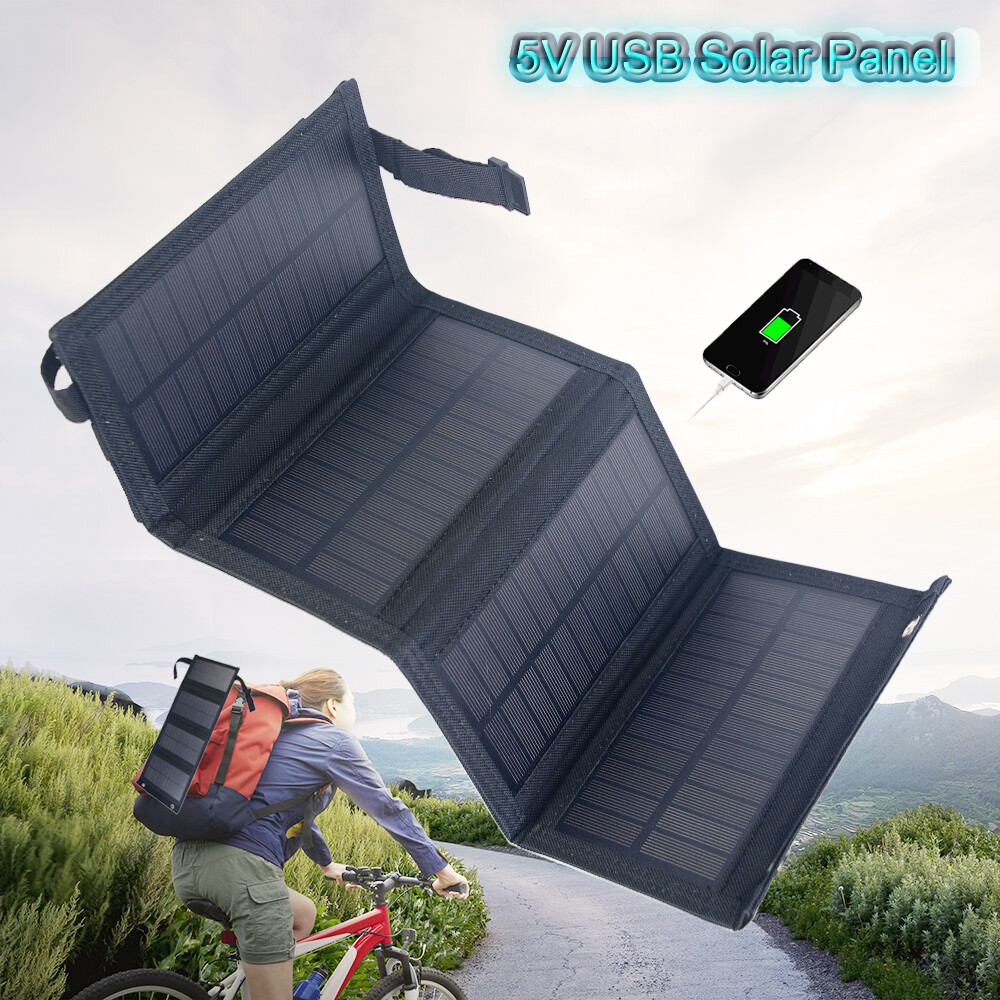 20W Solarpanel Solarmodul Akku Power Bank Handy USB Ladegerät Camping Wandern DE