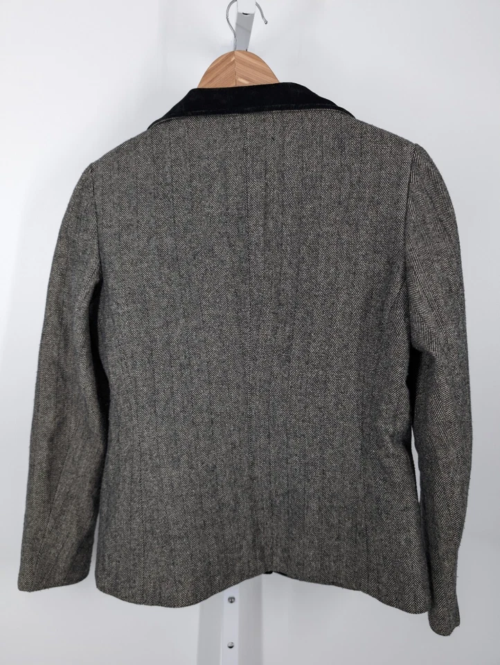 Blazer Esmoquin Tweed Construido Por Wendy De Colección Y2K Brooklyn Nueva York Espiga Terciopelo Solapa Foto 2 de 4