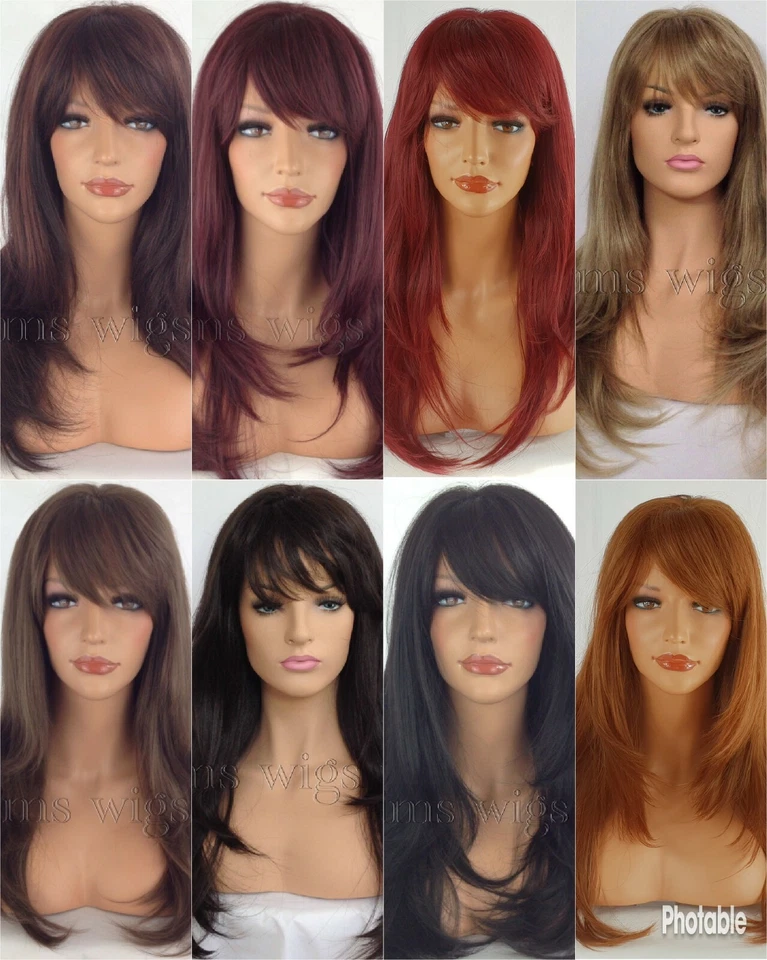 WIGS BY KIM LANGE LAGEN HITZEBESTÄNDIGE DAMENPERÜCKE, BRAUN, BURGUNDERROT, SCHWARZ, INWER