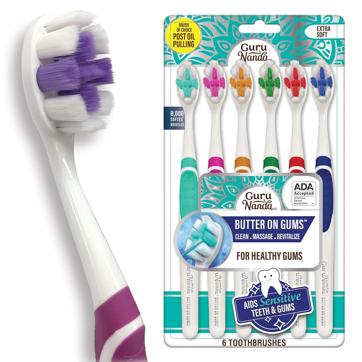 Ultra Soft Toothbrush for Sensitive Gums - 8000+ Bristles, 6