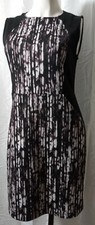 Apt 9 Black Gray & White Round Neck Sleeveless Bodycon Zip Up Dress Size Small