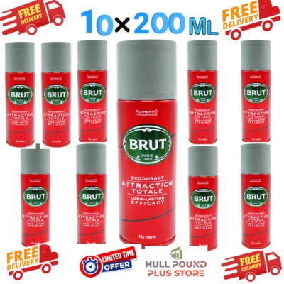BRUT ATTRACTION TOTALE MENS DEODORANT BODY SPRAY 200ml Buy 3,4,6 or 10