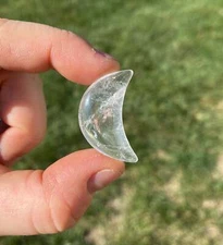 Clear Quartz Crescent Moon - Polished Crystal, Natural Clear Quartz from Brazil
