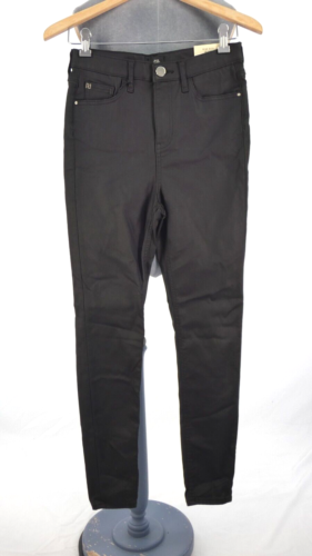 River Island Pantalones de mezclilla negros ajustados Leggings de tiro alto elásticos brillantes Talla UK 10 NUEVOS CON ETIQUETAS - Imagen 1 de 15