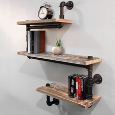 Scaffale da parete industriale vintage retrò legno libreria portaoggetti 3 livelli