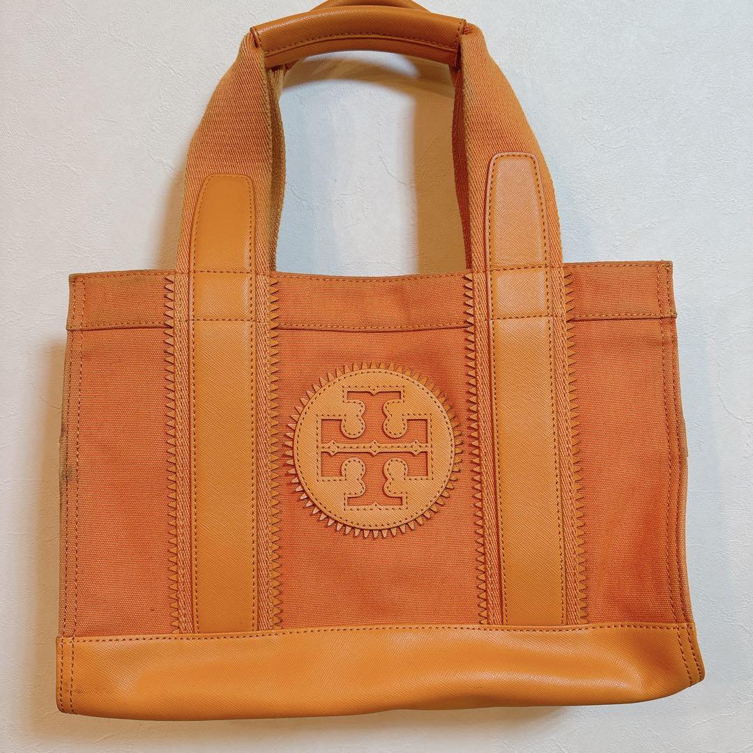 Tory Burch Canvas Tote Bag Orange Limited Edition Shoulder Top