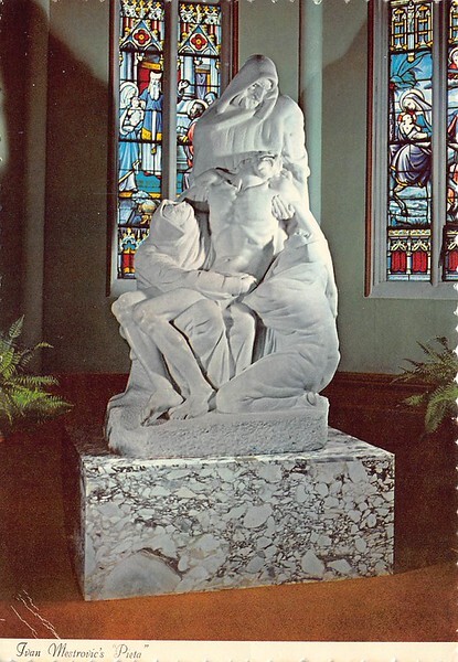 Ivan Mestrovic Pieta Sacred Heart Church Continental Size Postcard