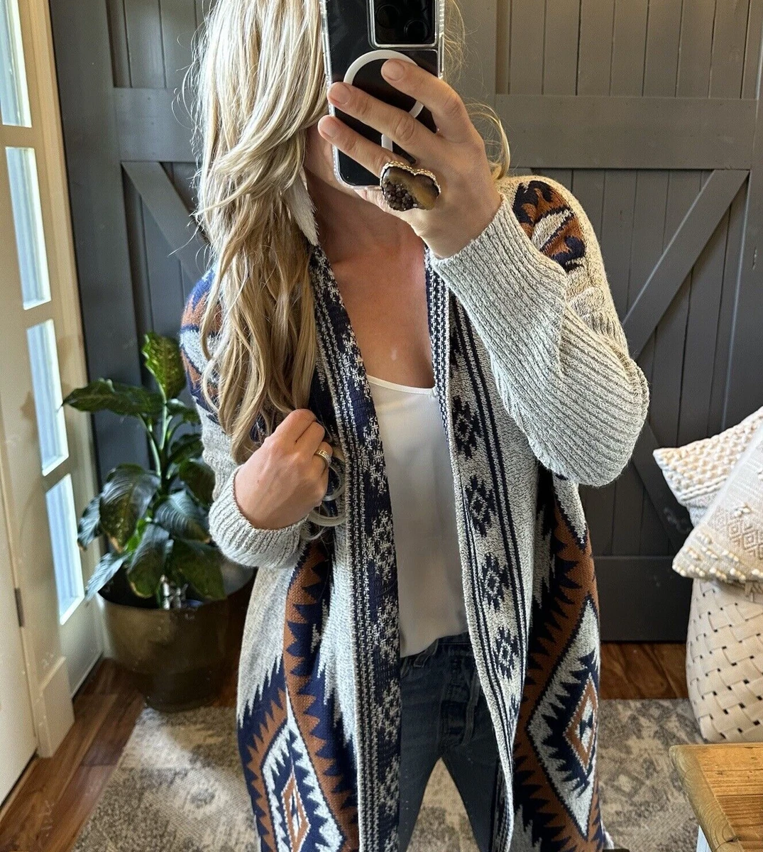 Long tribal cheap cardigan