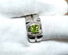 Natural Unheated Untreated Green Peridot Sterling Silver 925 Handmade Heavy Ring