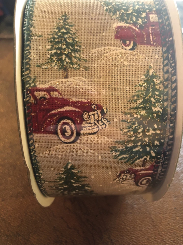 50 Yards Christmas Truck Wired Ribbon - Image 3 of 4