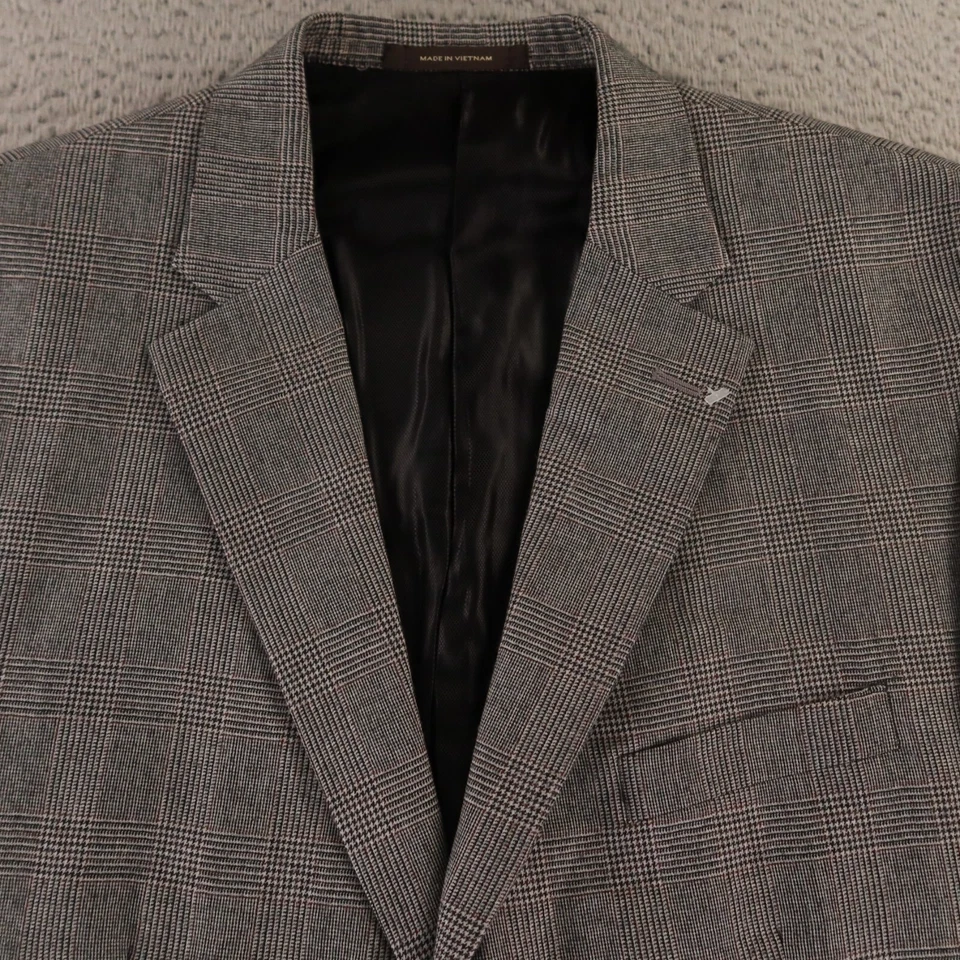 Chaqueta a Cuadros Príncipe de Gales XL Gris Marrón Glen 100% Lana Tweed Blazer 46R Foto 2 de 4