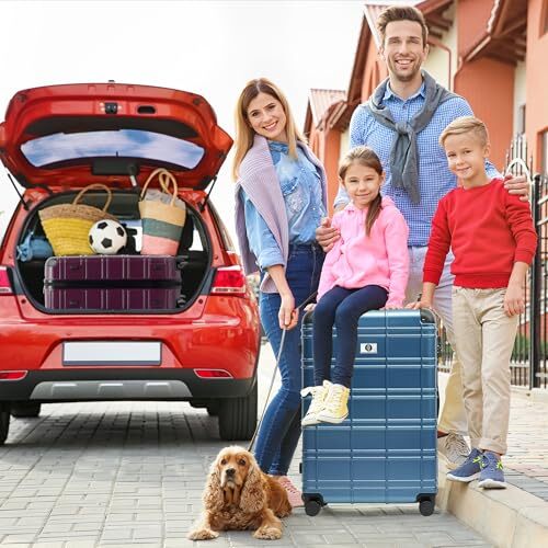 Luggage 4 Piece Sets, ABS PC Suitcases with Spinner Wheels, Hard Shell Blue - Foto 2 di 6
