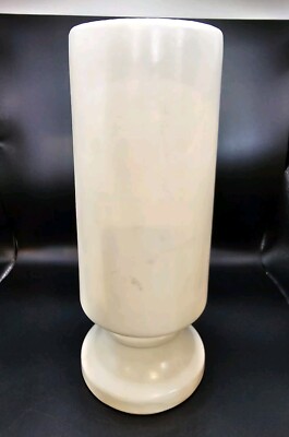 Hull Pottery Large 9.5  Matte Vintage White Vase MCM Art Deco Pillar Shape USA