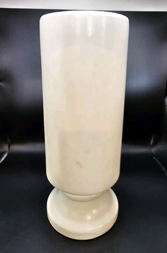 Hull Pottery Large 9.5” Matte Vintage White Vase MCM Art Deco Pillar Shape USA
