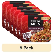 6 pack,Nissin Foods Chow Mein Instant Noodles, Spicy Teriyaki Beef Flavor,4 oz 