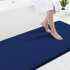 Memory Foam Bath Mat 40x24 Navy Blue Soft Absorbent Quick Dry Non Slip