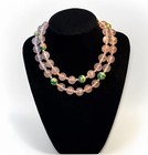 Antique Gold Over Silver 12mm LARGE Pink Rose Quartz & Cloisonne Bead Necklace — photo 1