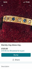 Hallmarked Gold Colour Eternity Band Ring Size J with Sapphire & Diamond Stones