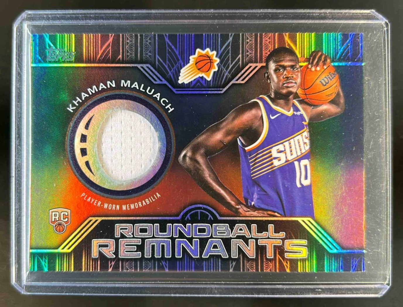 2025-26 Topps Khaman Maluach Rookie Roundball Remnants Jersey Rainbow Foil #KM