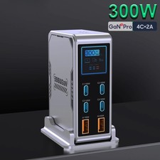 300W GaN Multi USB Charger Digital Display Type C PD 100W Fast Charging Station