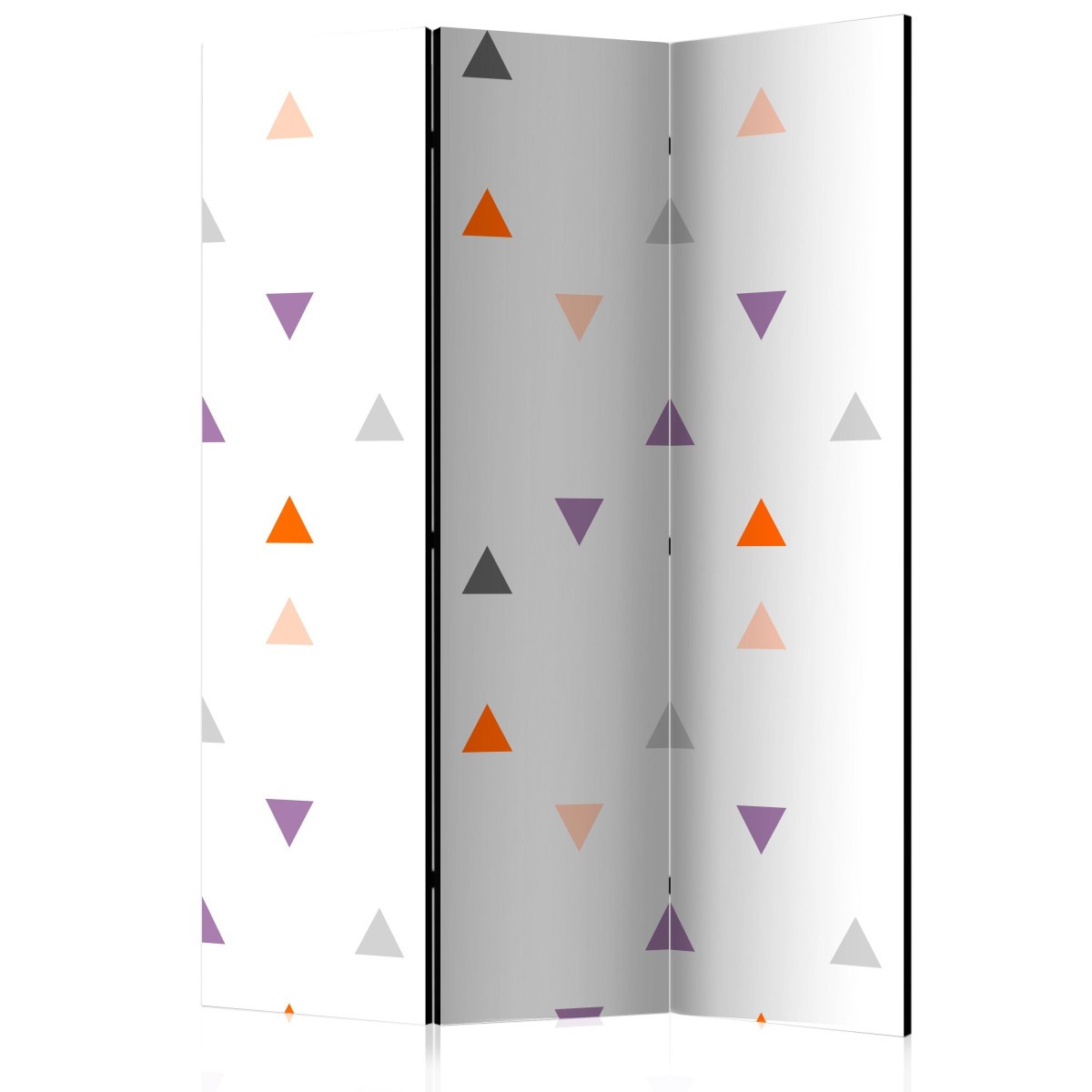 Paravent 3 volets Triangles Rain 135x172cm en bois et toile intissée