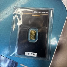 1 Gram Argor Heraeus Kinebar Gold Bar (New w/ Assay)