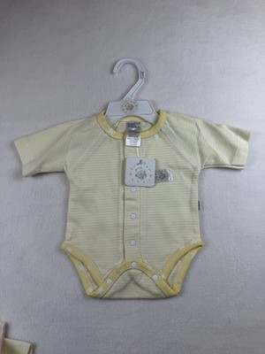 Vintage Kushies Baby Bear Logo Yellow Striped Short Sleeve Bodysuit 0-3 Mos NOS
